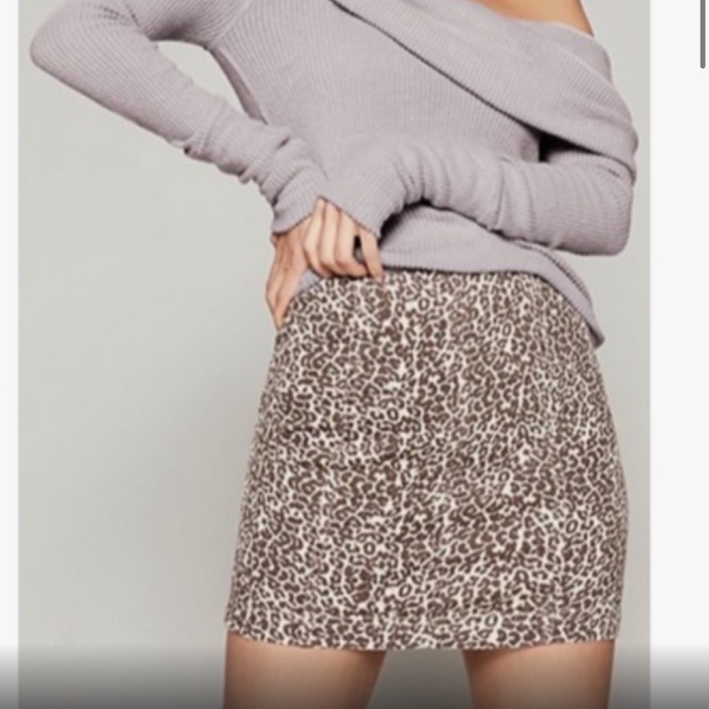Free people leopard mini skirt